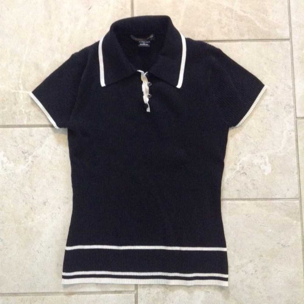 August Silk Black & White Ribbed Polo - image 1