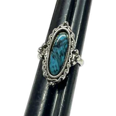 Vintage Silver Blue Adjustable Ring