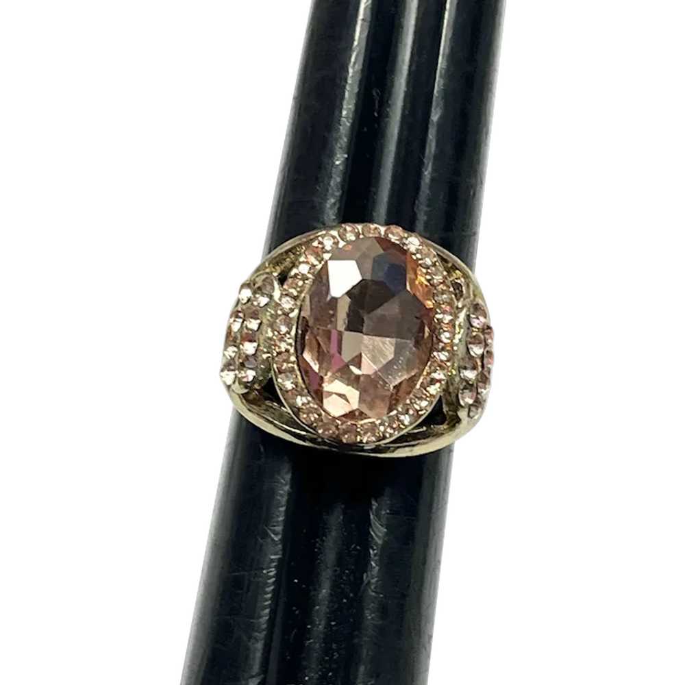 Vintage Pink Rhinestone Ring - image 1