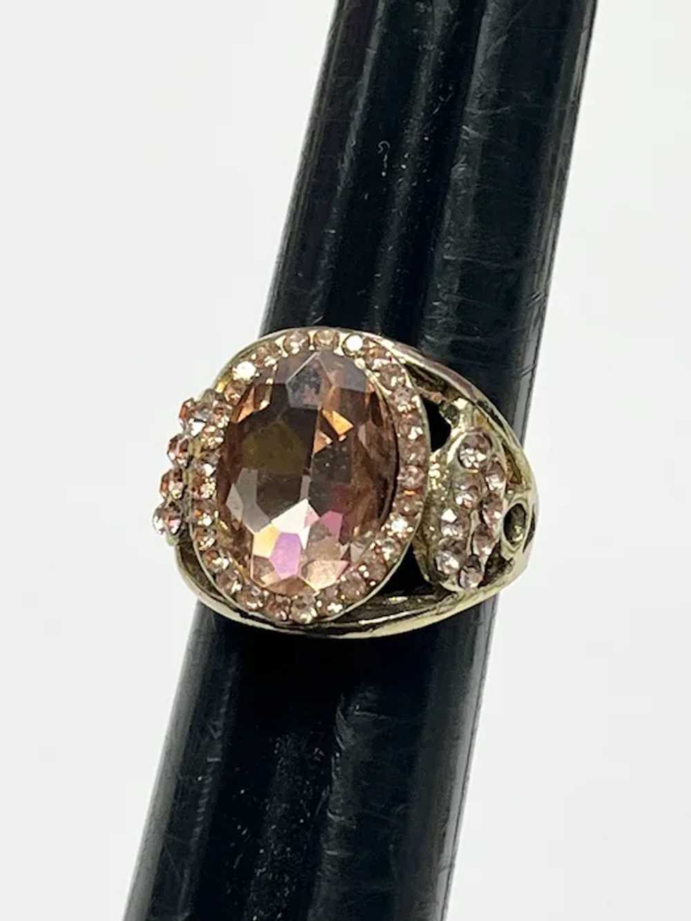 Vintage Pink Rhinestone Ring - image 2