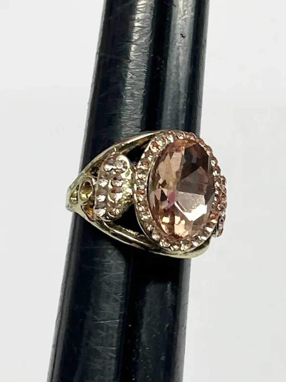 Vintage Pink Rhinestone Ring - image 3