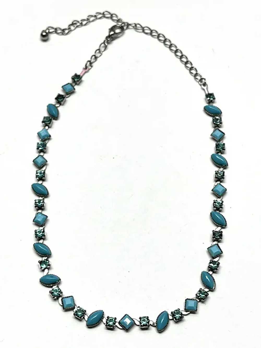 Vintage Blue Rhinestone Necklace - image 2