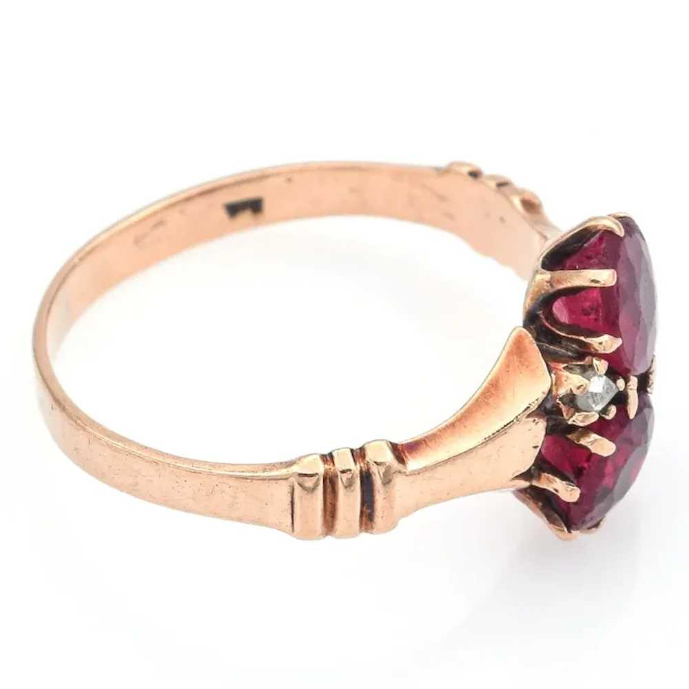 Antique 10K Yellow Gold Garnet & Diamond Band Rin… - image 5