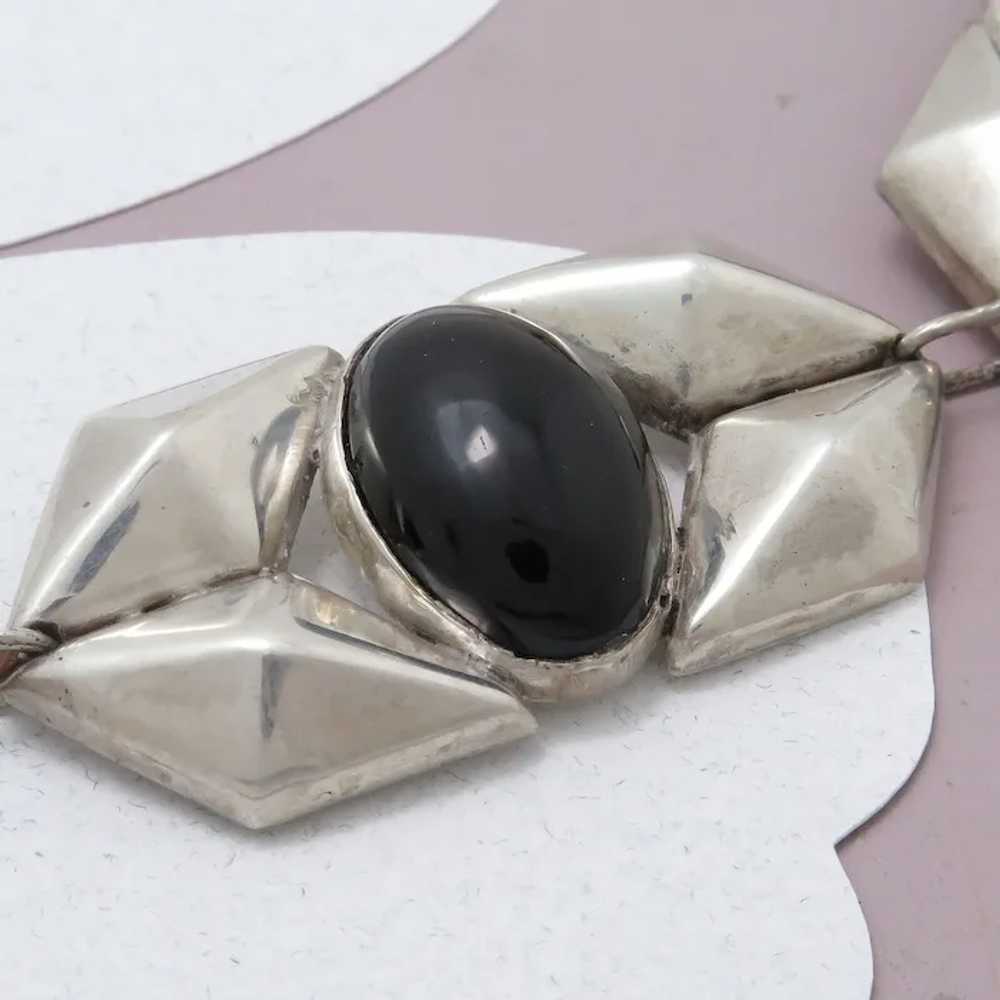 Vintage 1940s Early Mexican Onyx Sterling Silver … - image 5