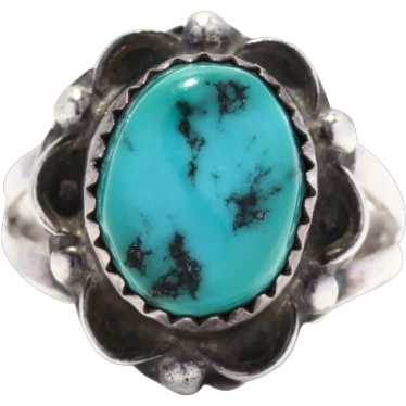 Southwestern Turquoise Ring, Sterling Silver, Rin… - image 1