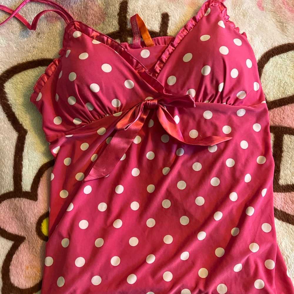 pink polka dot babydoll cami - image 1