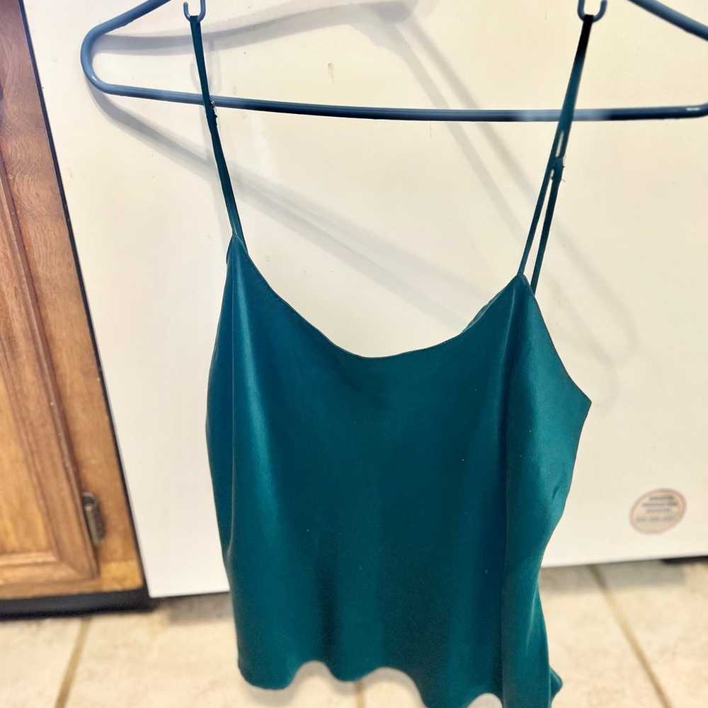 Vintage gold tag Victoria secret teal cami top si… - image 1