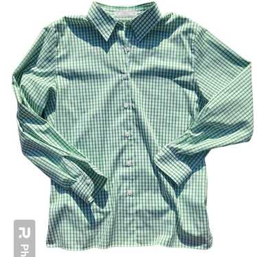 Foxcroft Vintage Green Checkered Button Down Shir… - image 1