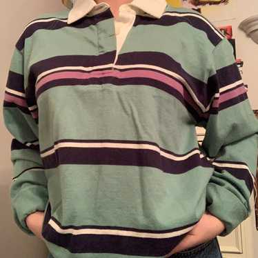 Vintage IZOD Retro Varsity Long Sleeve Striped Po… - image 1