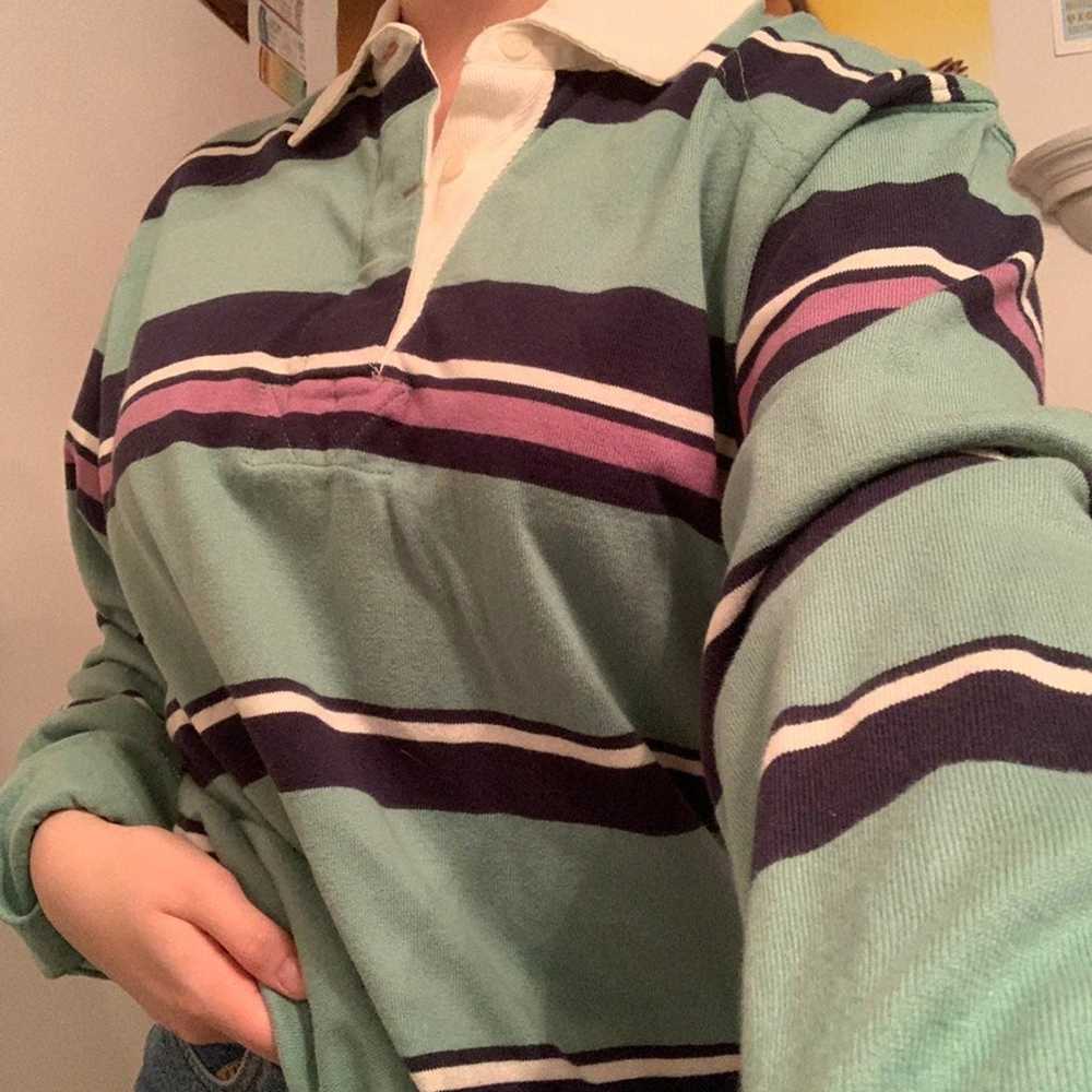 Vintage IZOD Retro Varsity Long Sleeve Striped Po… - image 4