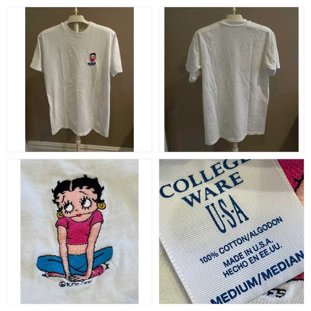 Vintage 90s College Wear Embroidered Betty Boop T… - image 1