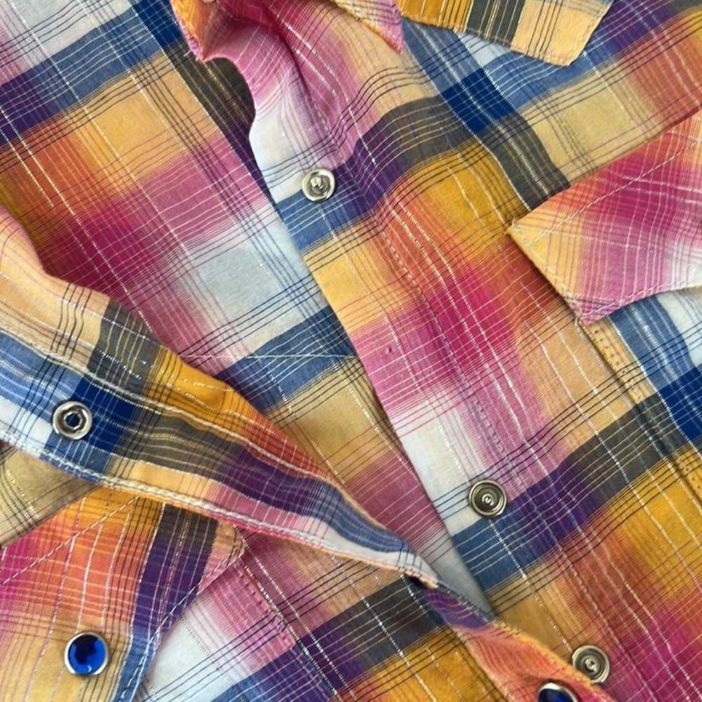 Vintage wrangler plaid Button Down shirt size med… - image 10