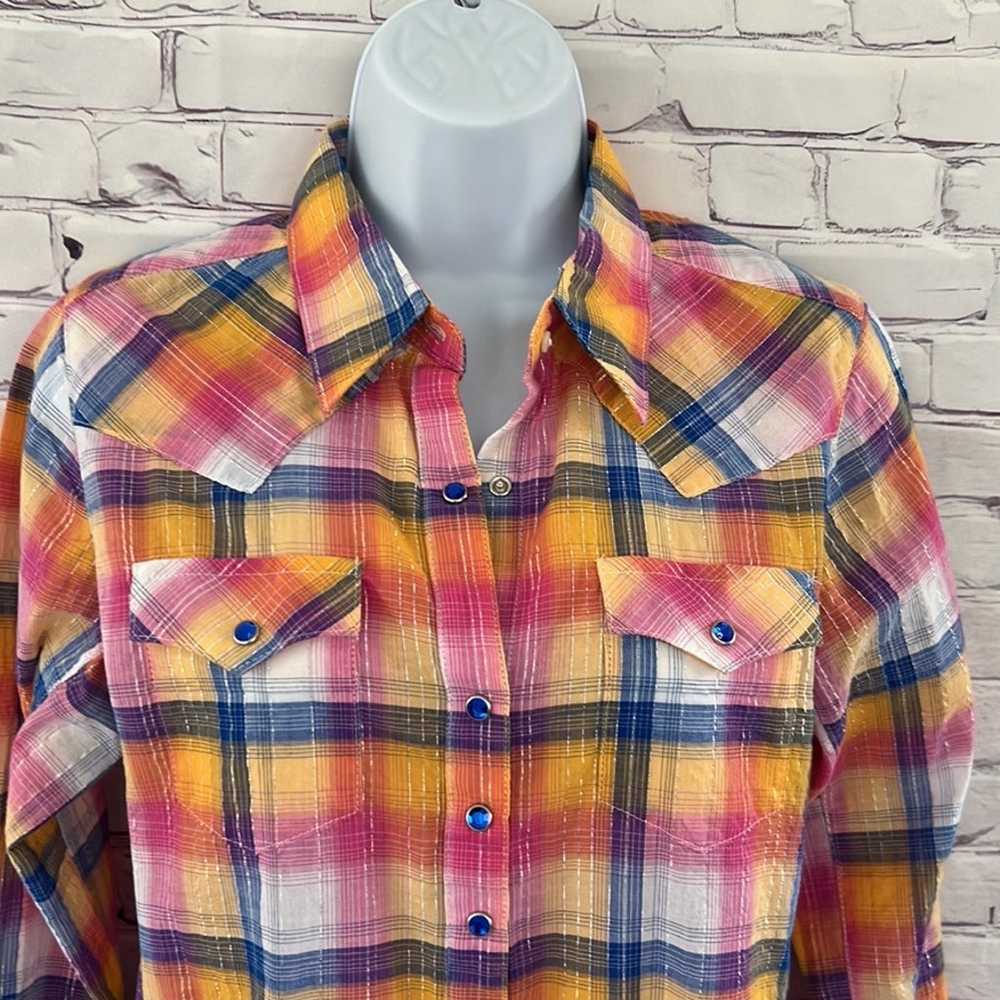 Vintage wrangler plaid Button Down shirt size med… - image 2