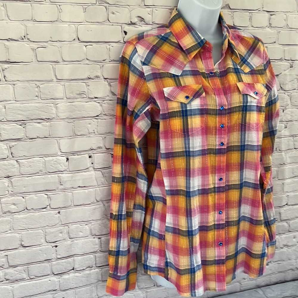 Vintage wrangler plaid Button Down shirt size med… - image 3