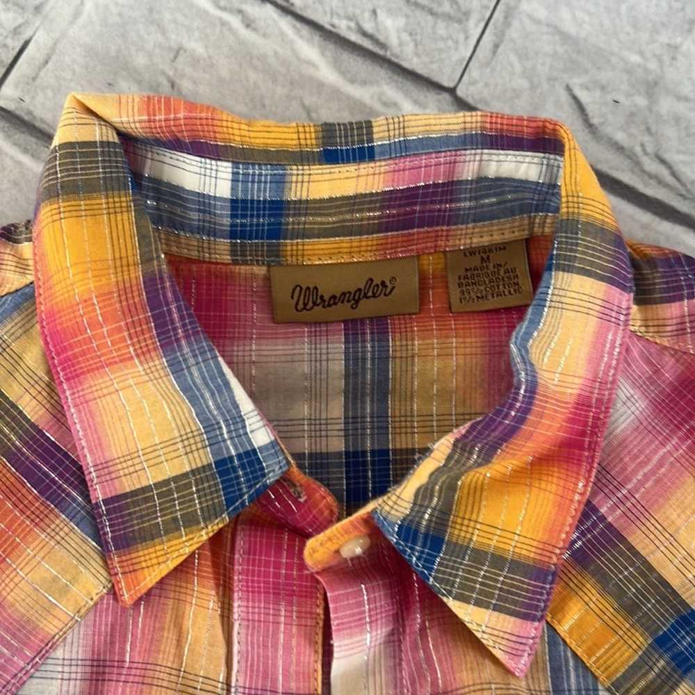 Vintage wrangler plaid Button Down shirt size med… - image 4