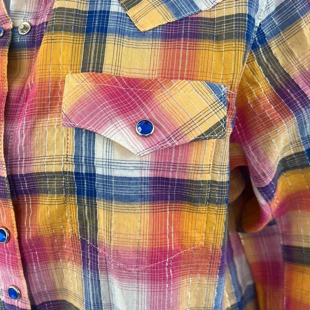 Vintage wrangler plaid Button Down shirt size med… - image 6
