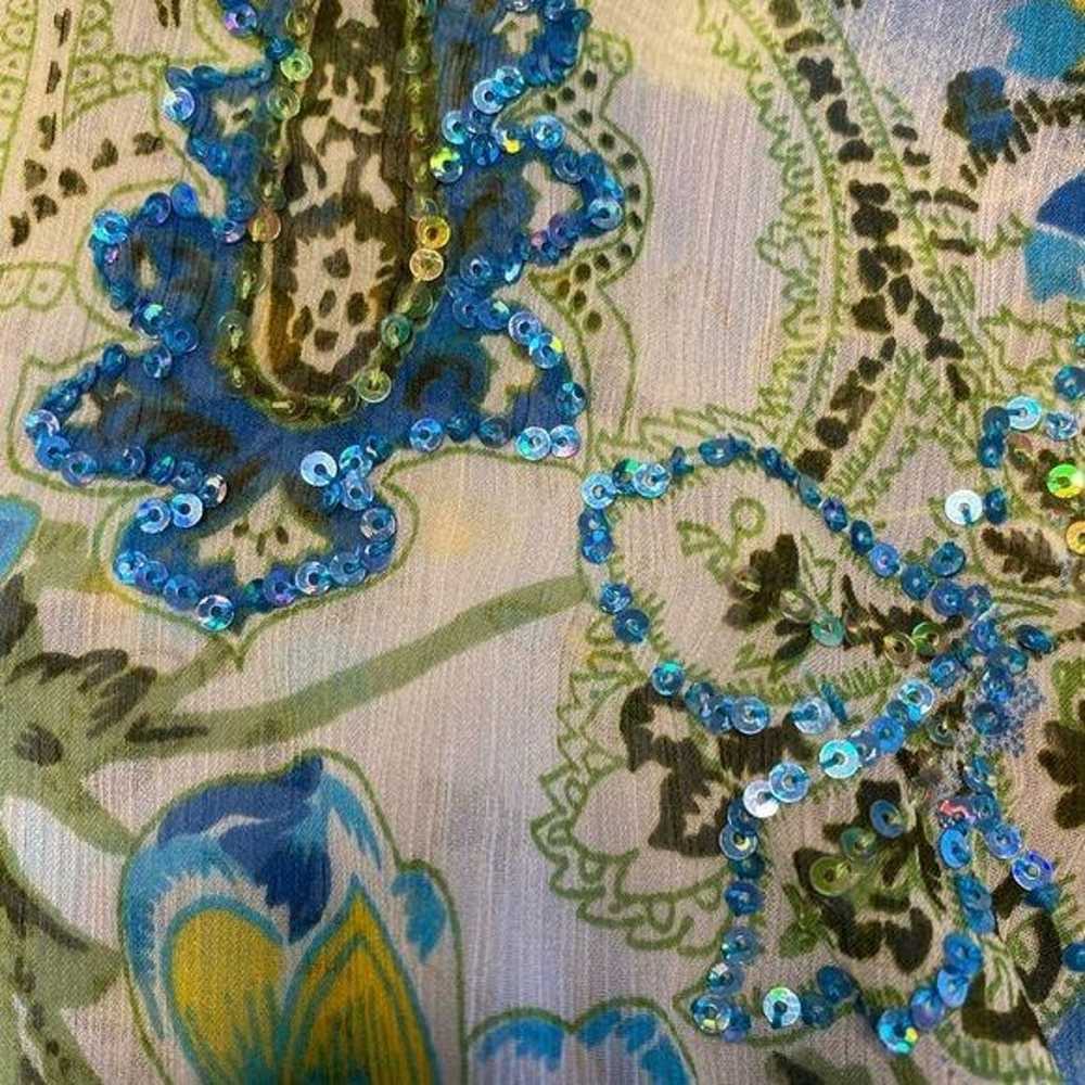 VINTAGE 90'S UNITS WOMEN'S SHEER BLUE AND GREEN S… - image 3