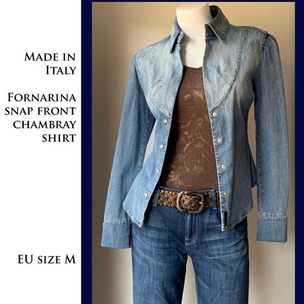 NWOT from Italy - Fornarina Chambray jeans shirt - image 3