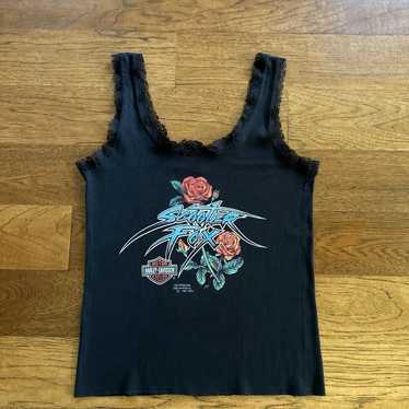 80's/90's Harley Davidson Born popular To Ride Vintage Lace Trim Tank Top