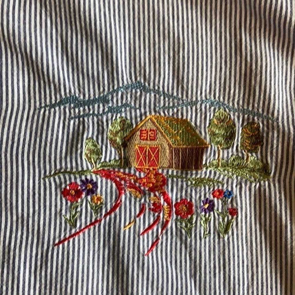 Basic Editions 90s Embroidered Farm Button-down - image 4