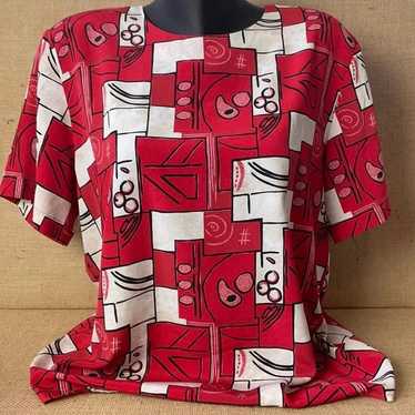 Vintage Notations Blouse Red and Black