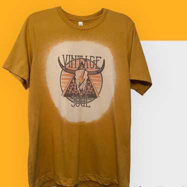 Yellow soft bleached Vintage Soul T-shirt - image 1