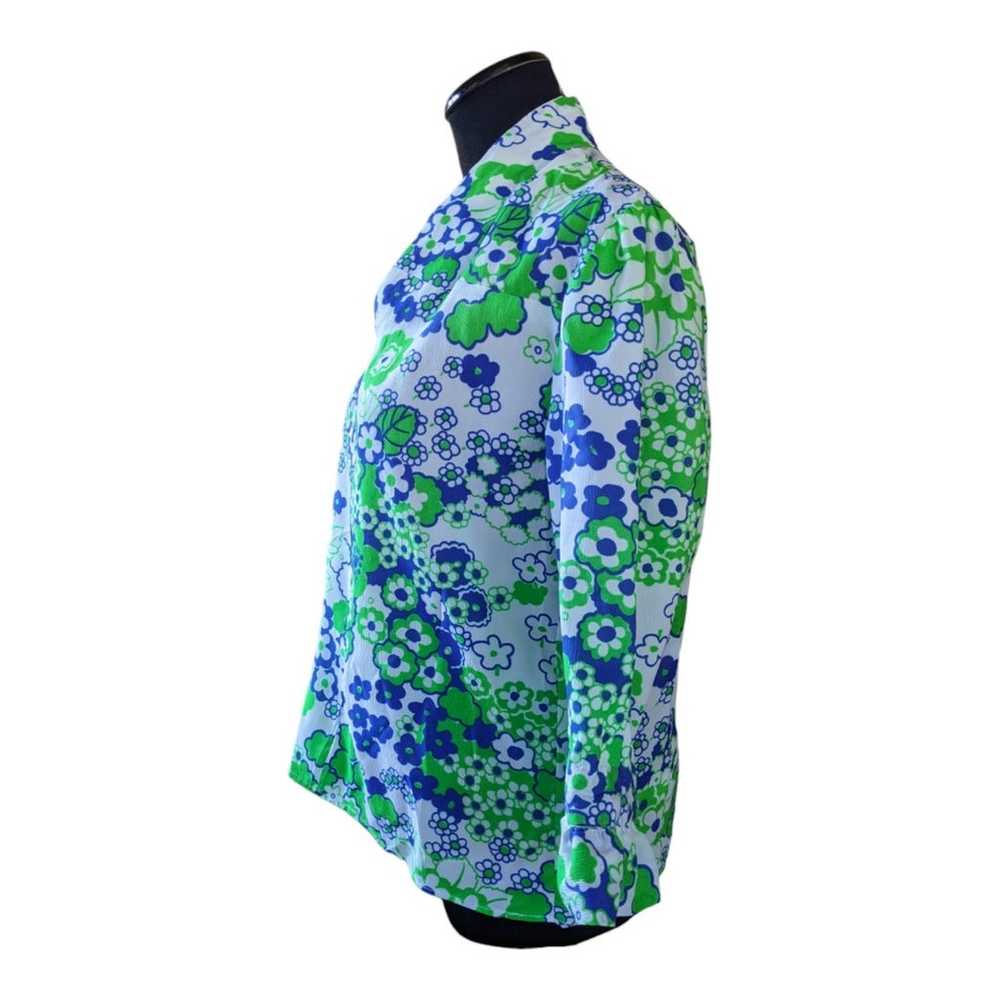 Vintage Neon Green and Royal Blue Floral Psychede… - image 2