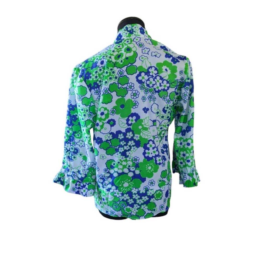 Vintage Neon Green and Royal Blue Floral Psychede… - image 3