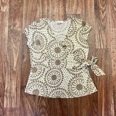 Vintage Y2K wrap brown floral boho top - image 1