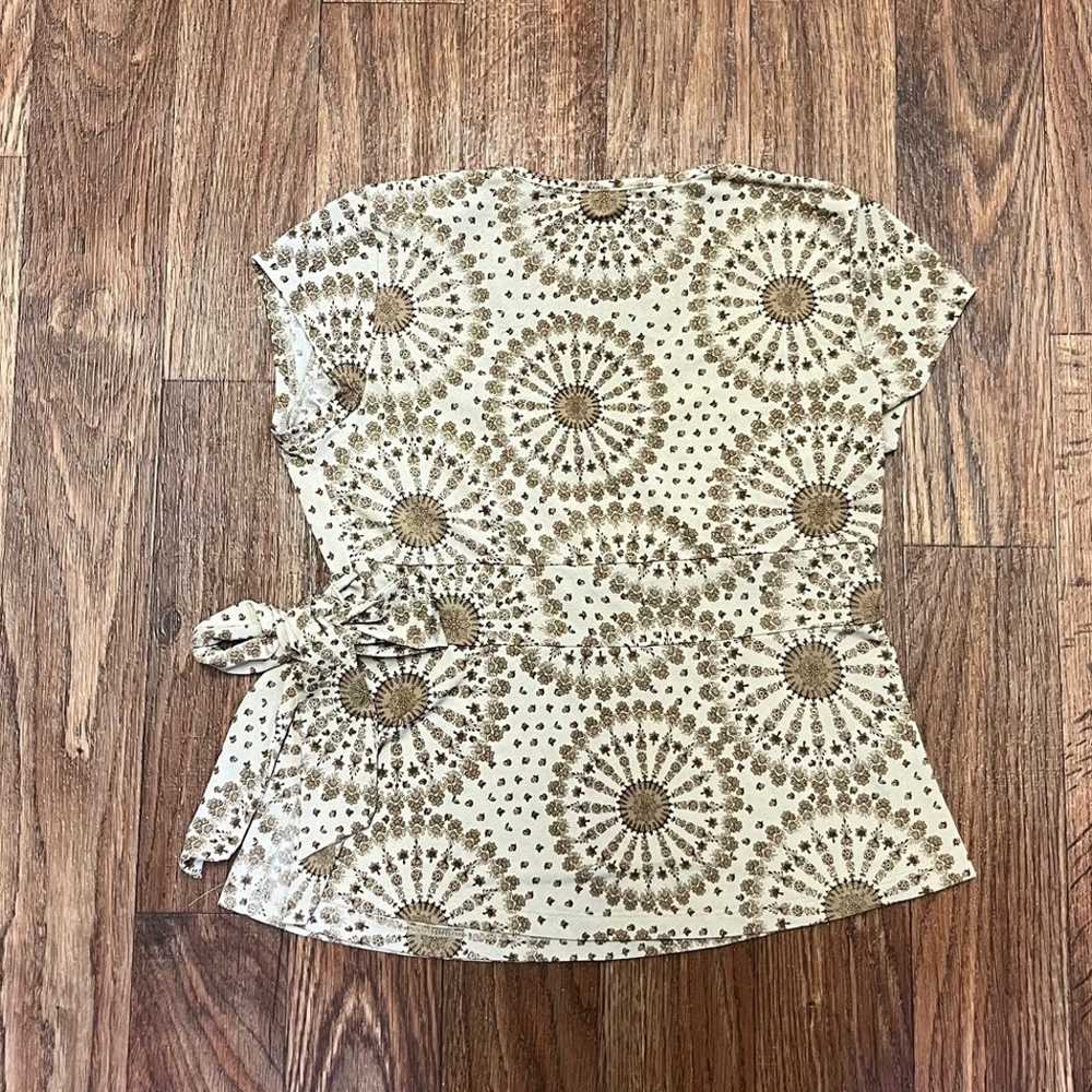 Vintage Y2K wrap brown floral boho top - image 4