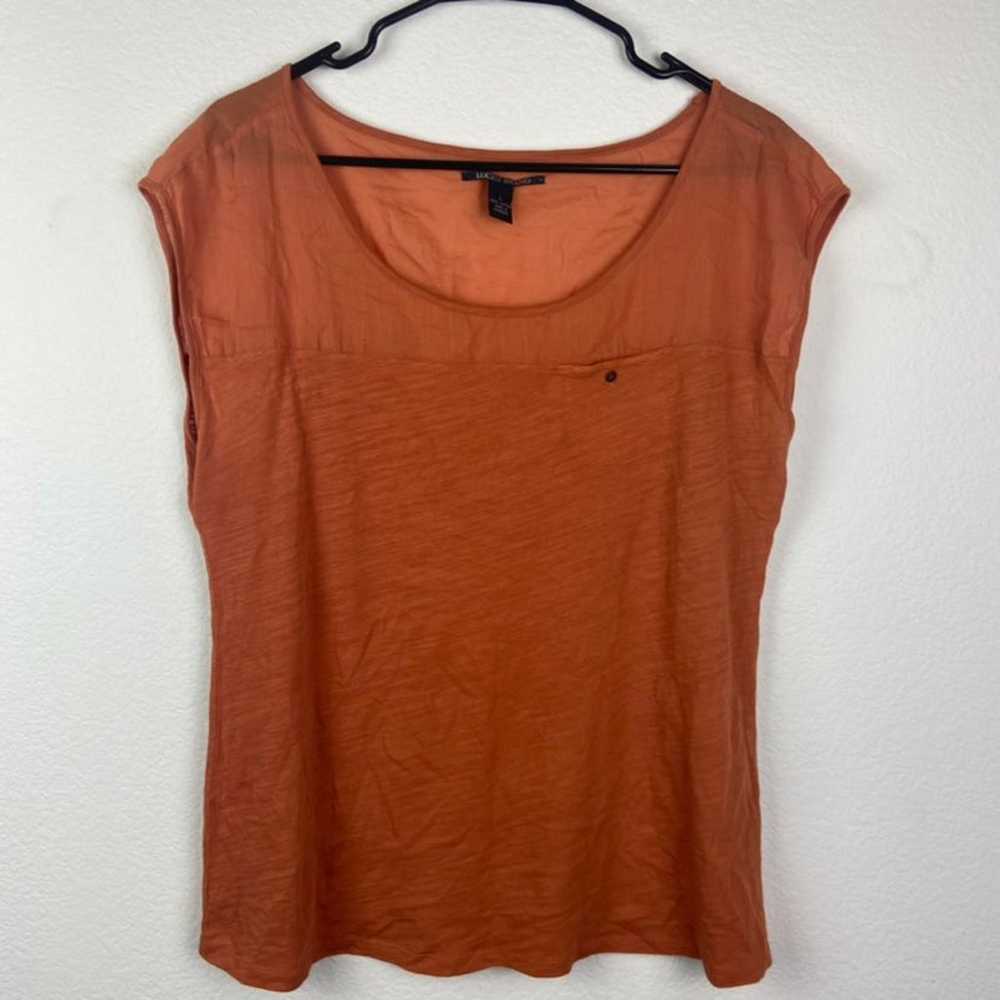 Lucky Brand Rust Orange Tee Blouse - image 1