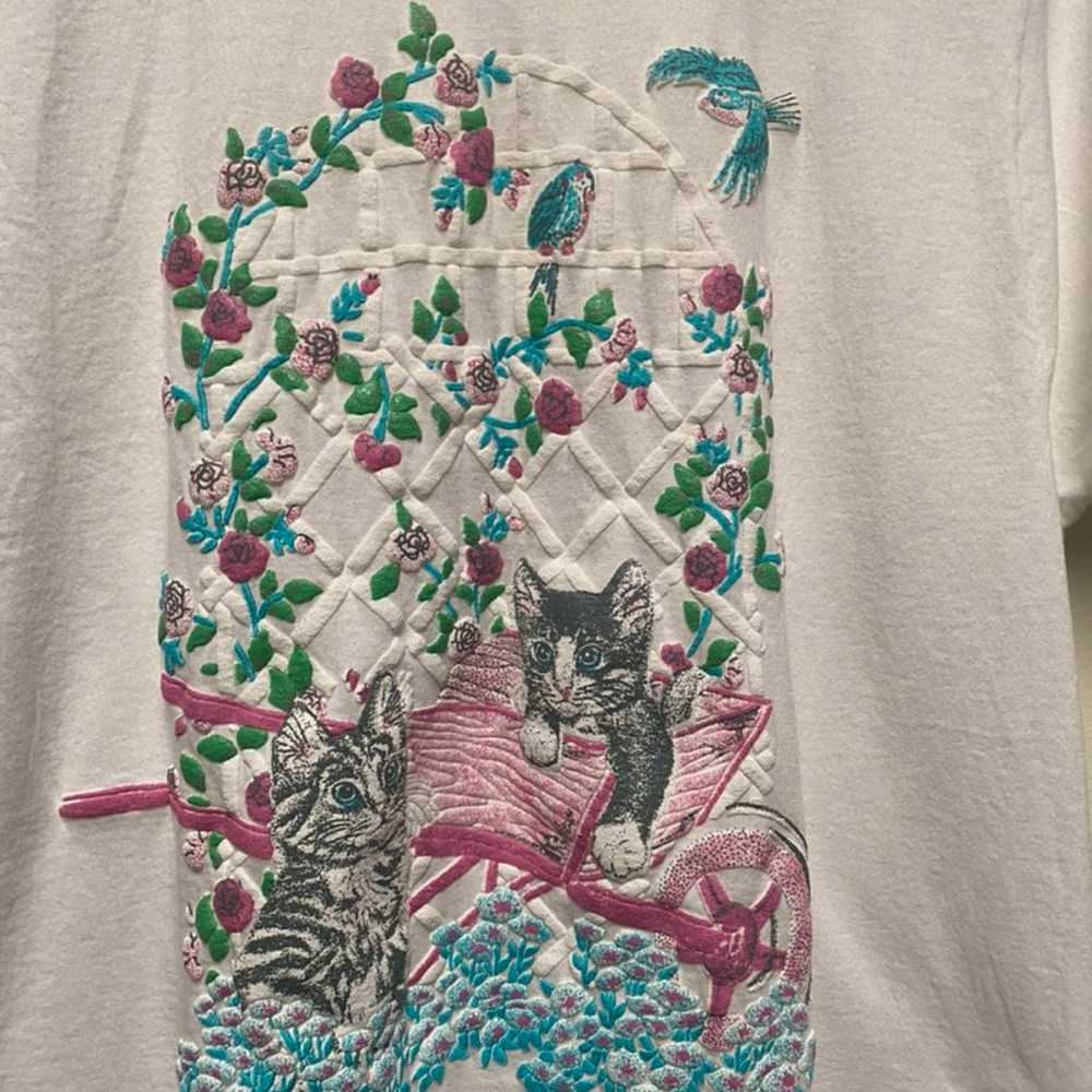 Vintage 80s cat kitten T-shirt - Gem