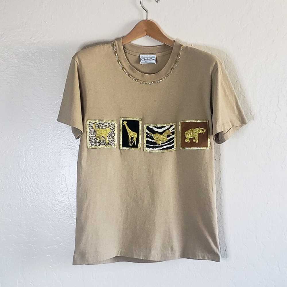 Vintage Tan Animal Print T-shirt - image 2