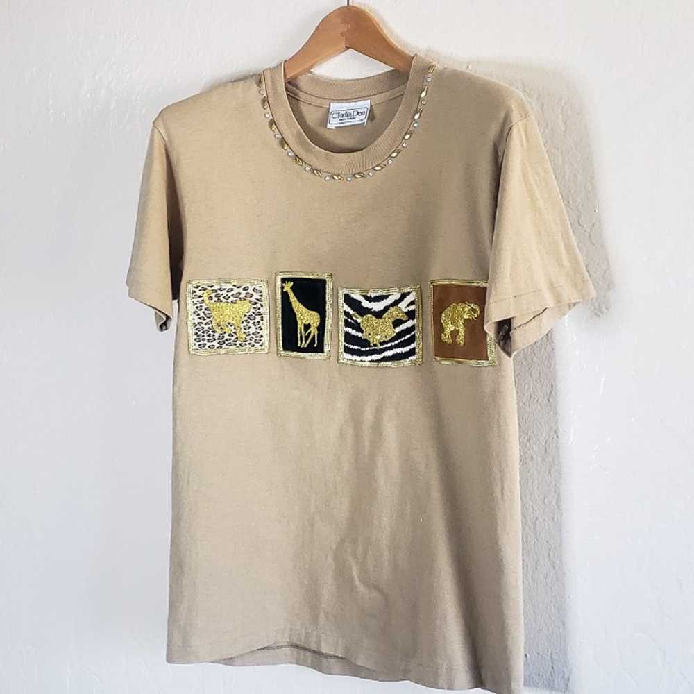 Vintage Tan Animal Print T-shirt - image 3