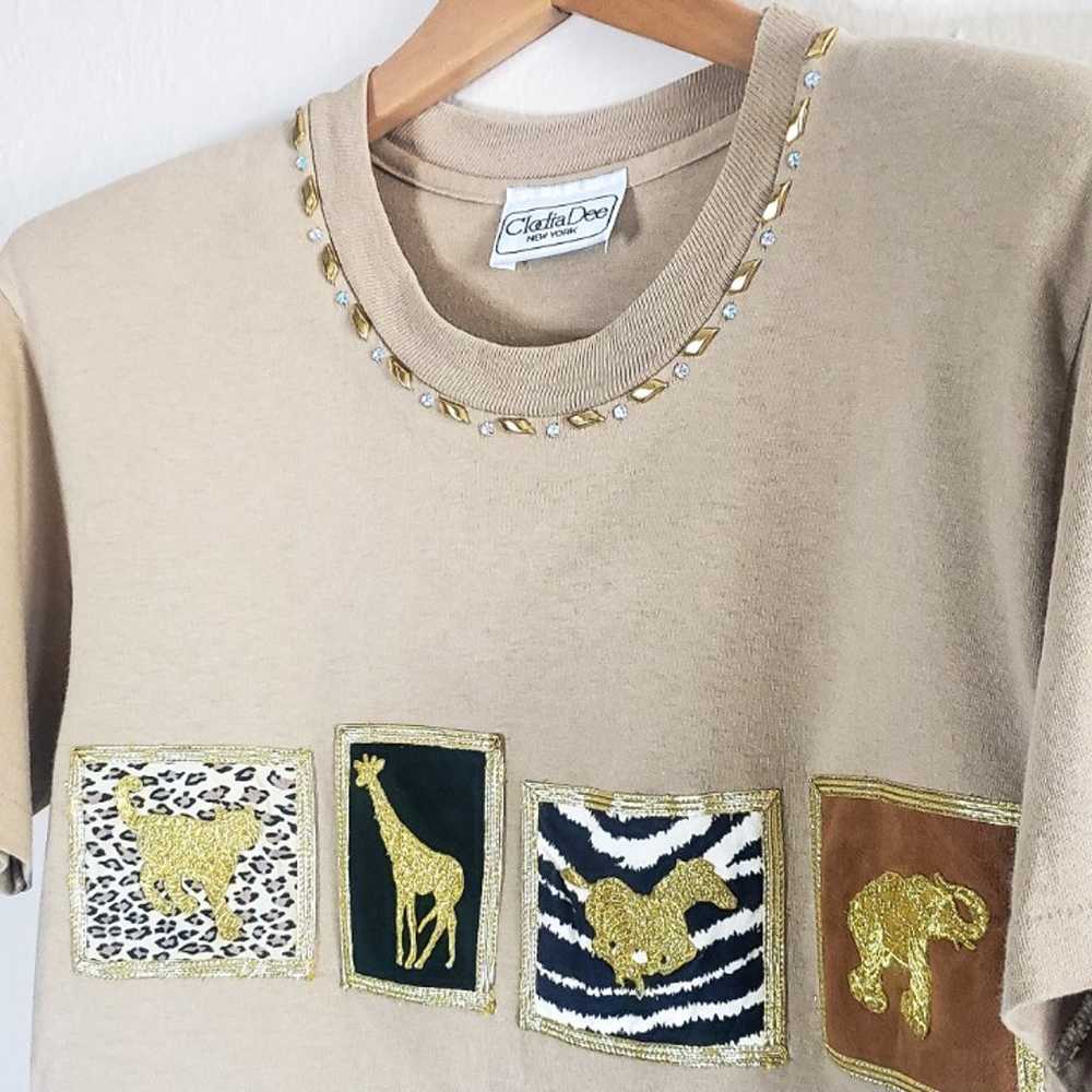 Vintage Tan Animal Print T-shirt - image 4