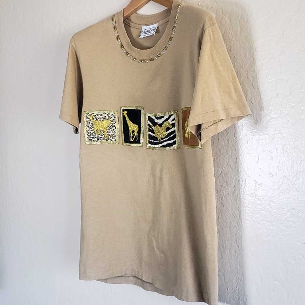 Vintage Tan Animal Print T-shirt - image 7