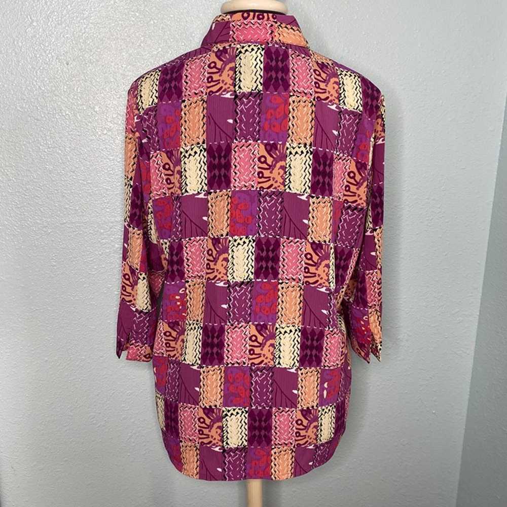 Vintage Allison Daley Size 12 Pink Purple Blouse - image 3