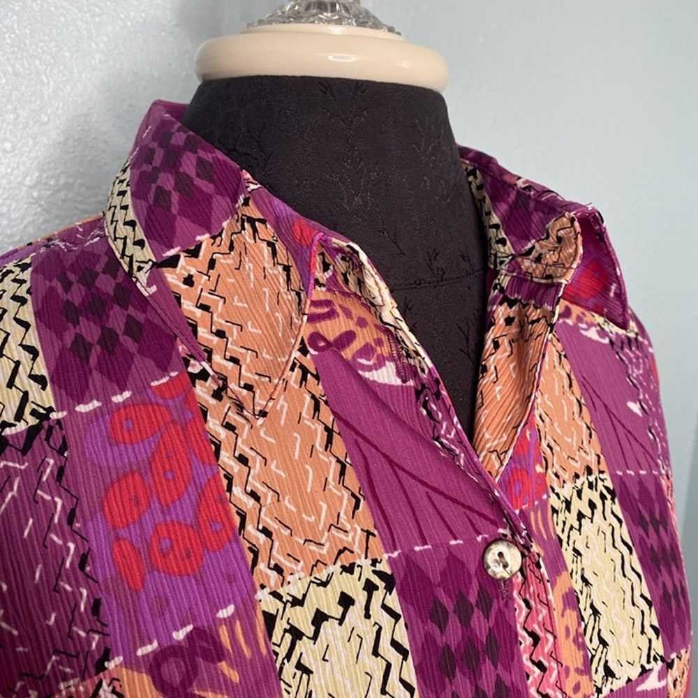 Vintage Allison Daley Size 12 Pink Purple Blouse - image 4