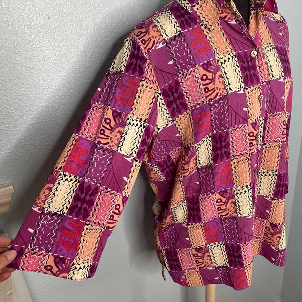 Vintage Allison Daley Size 12 Pink Purple Blouse - image 6