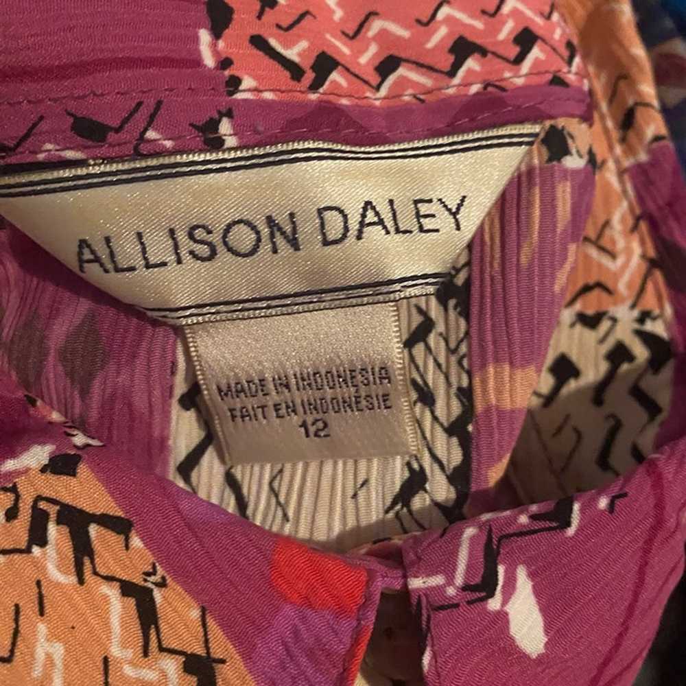 Vintage Allison Daley Size 12 Pink Purple Blouse - image 9