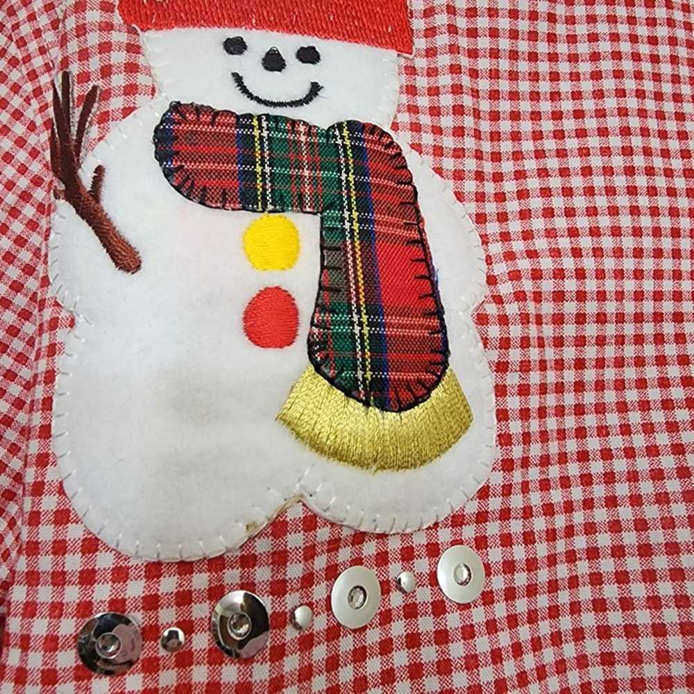 Vintage NWOT LasOlas gingham check snowman appliq… - image 4