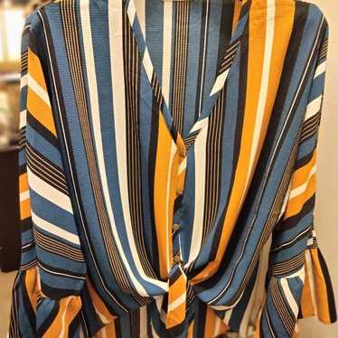 Boho striped knot front blouse - image 1