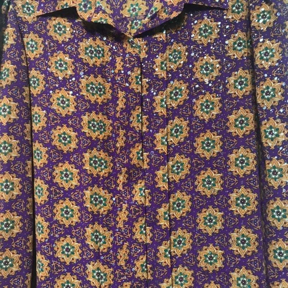 Vintage Purple &Gold Casual Retro Blouse - image 2