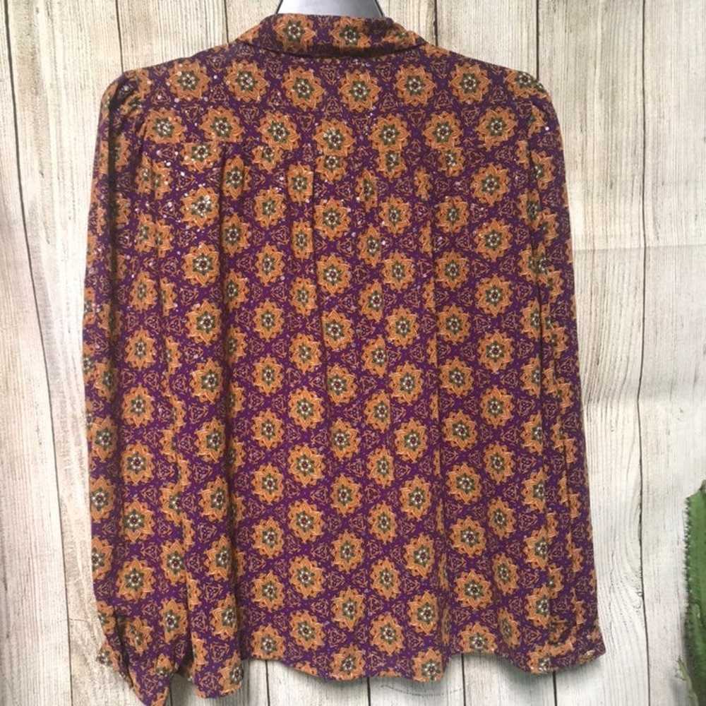 Vintage Purple &Gold Casual Retro Blouse - image 7