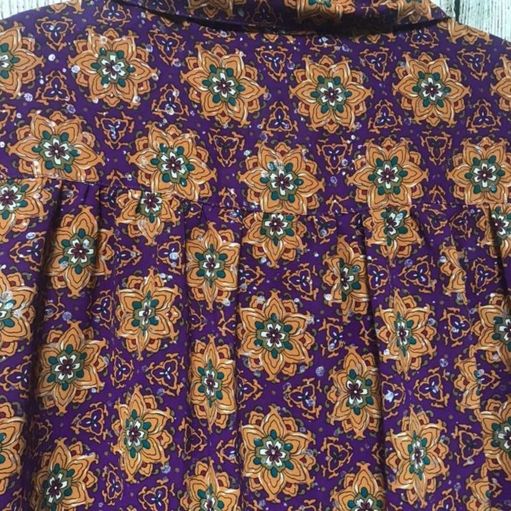 Vintage Purple &Gold Casual Retro Blouse - image 9