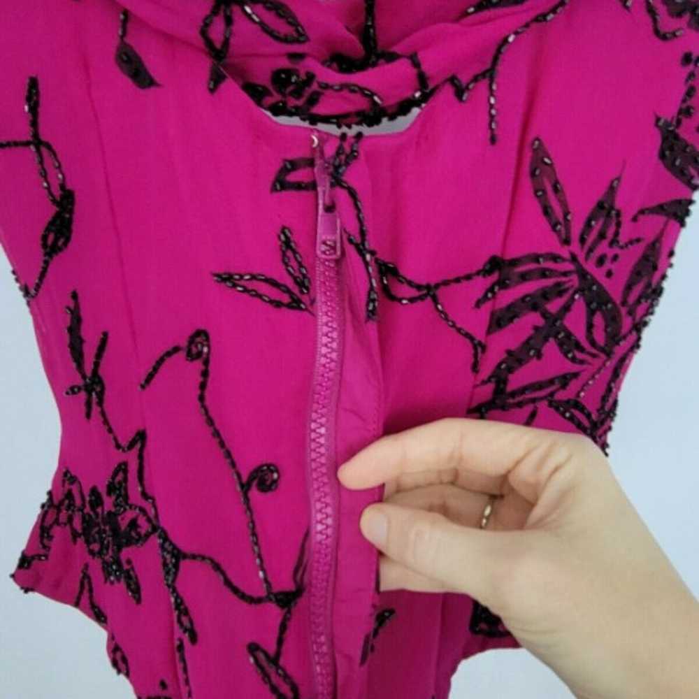 Andretta Donatello Vintage Hot Pink Beaded Silk C… - image 5