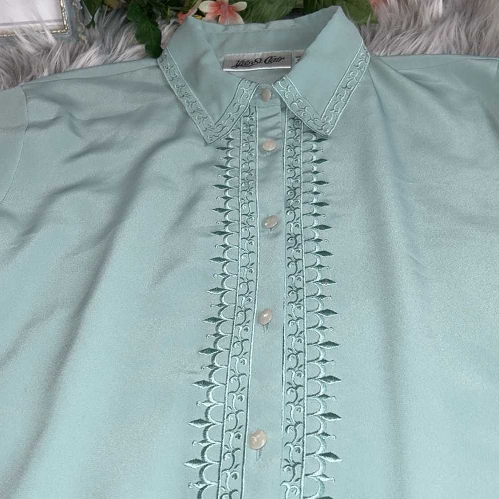 Yves St. Clair Vintage 80’s Seafoam Mint Polo Pea… - image 9