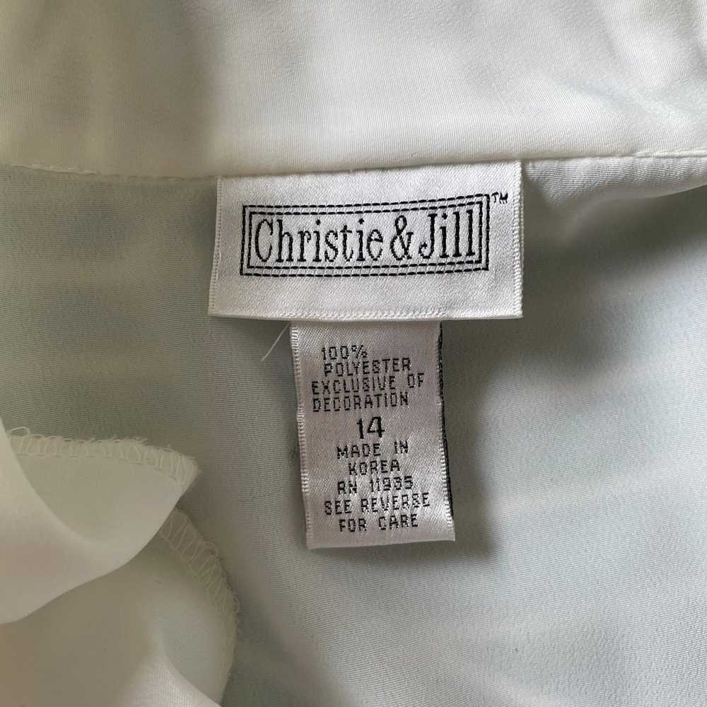 Size L Christie & Jill Beaded Vintage White Top - image 10