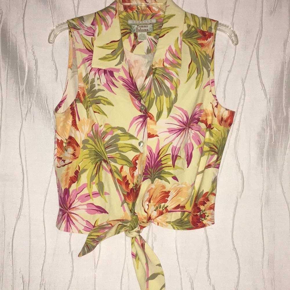 Tommy Bahama Silk Floral Blouse Top size Large - image 1