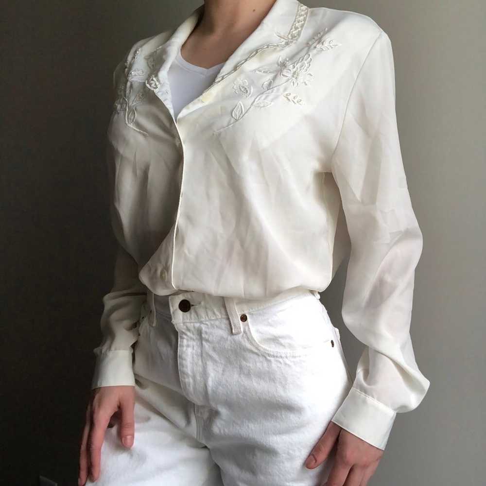 VINTAGE 80's Long Sleeve Blouse - image 4